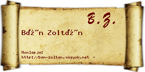 Bán Zoltán névjegykártya